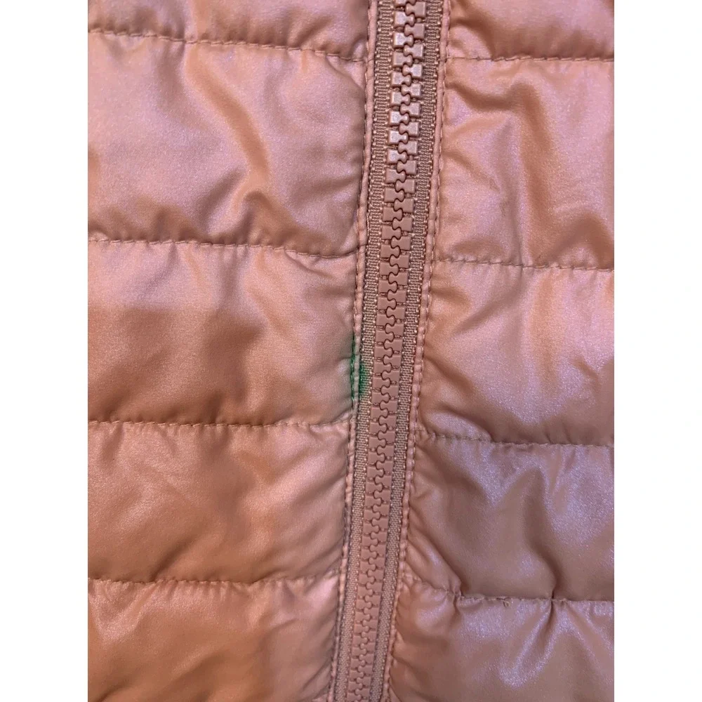 Lands‎ End Kids Girl Puffer Jacket Pastel Pink Zip Hooded Lightweight L/10-12